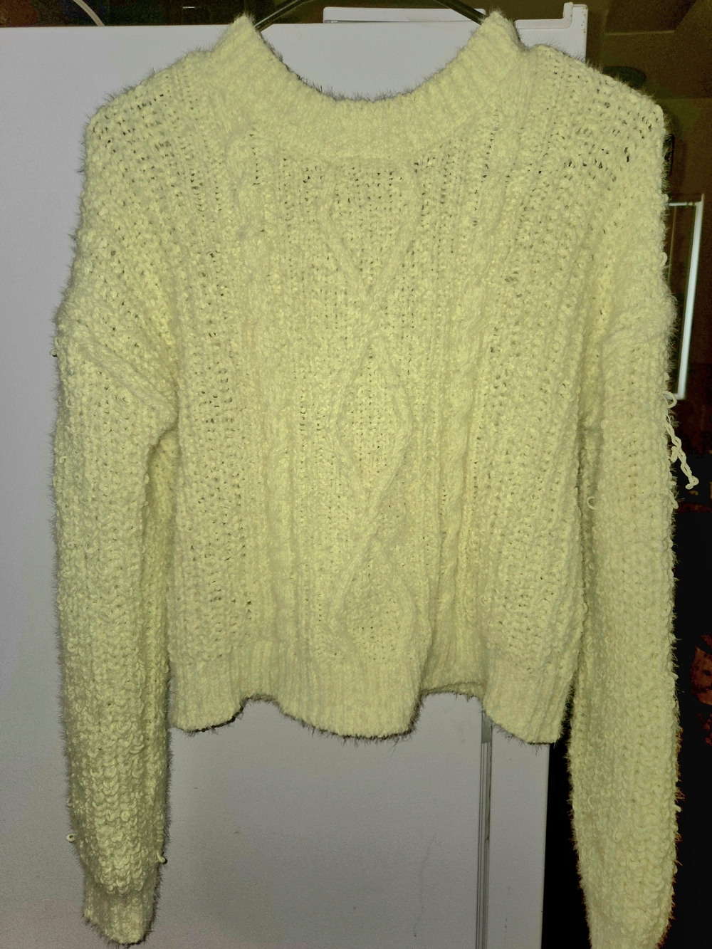 No Boundaries Yellow Cable Knit Crewneck Sweater